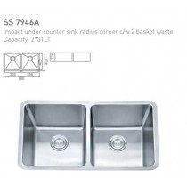 ECT Impact under counter sink radius corner c/w 2 basket waste 